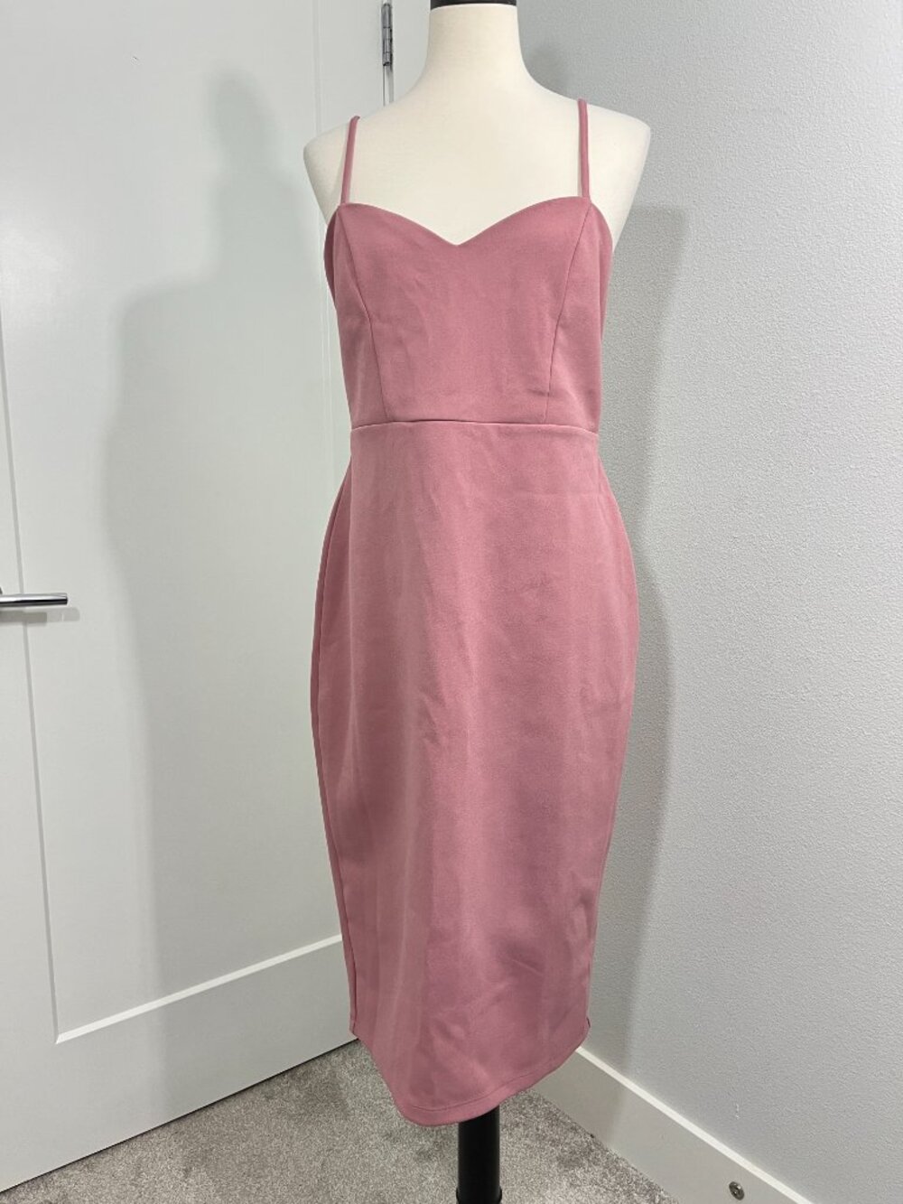 ASOS 12 Dusty Rose Pink Tie Back Midi Dress